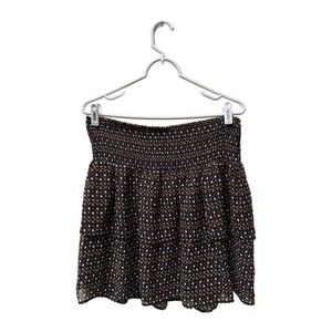 Old Navy Elastic Waist Brown Ruffled Skirt, Large, Pre-owned